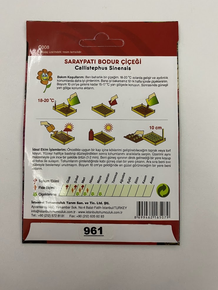 SARAYPATI BODUR ( ÇOKLU TOHUM ) - 125 Tohum - KARIŞIK Renk
