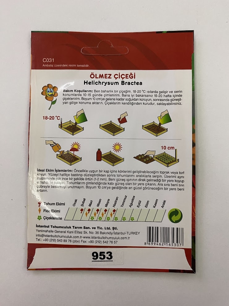 ÖLMEZ ÇİÇEK ( ÇOKLU TOHUM ) - 300 Tohum - KARIŞIK Renk