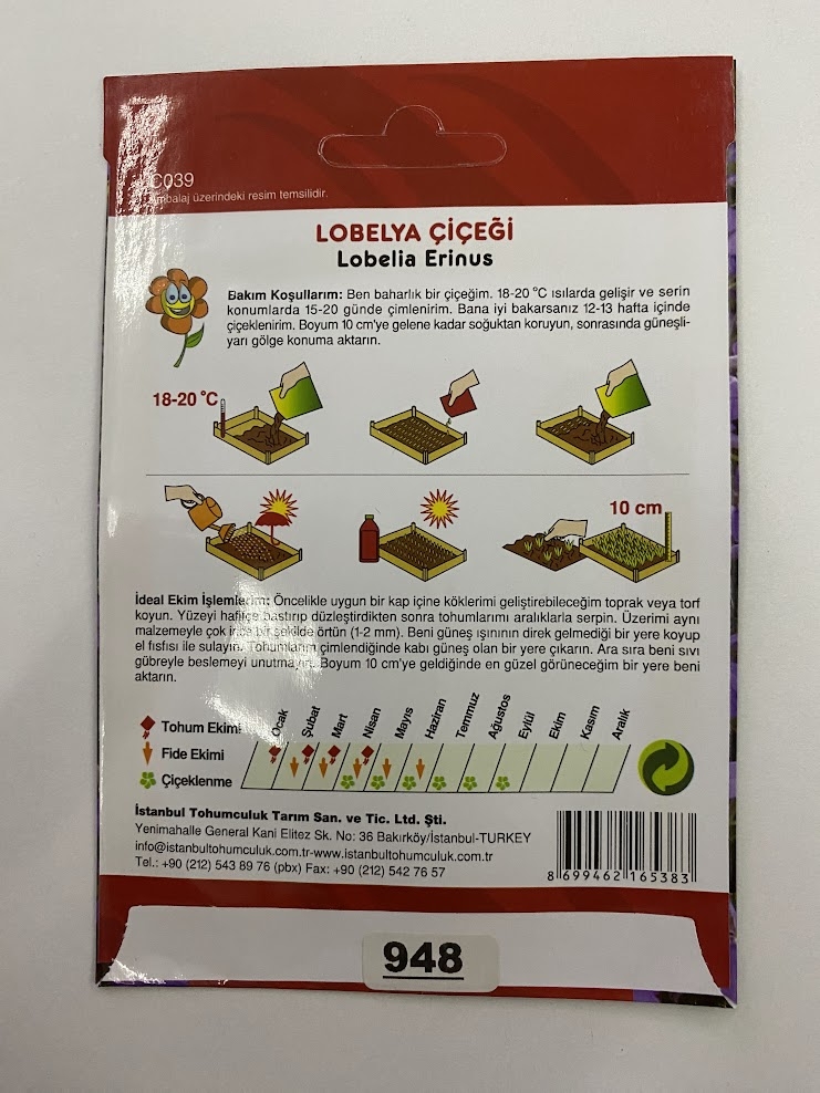 LOBELYA ÇİÇEĞİ ( ÇOKLU TOHUM ) - 400 Tohum - KARIŞIK Renk