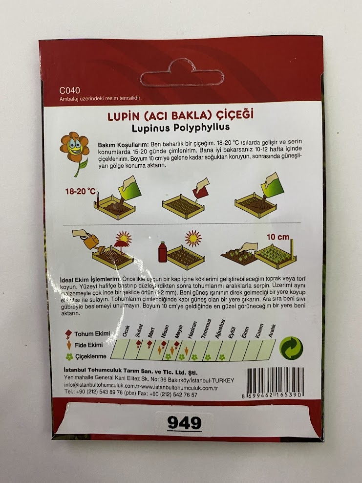 LUPİN ÇİÇEĞİ ( ÇOKLU TOHUM ) - 30 Tohum - KARIŞIK Renk