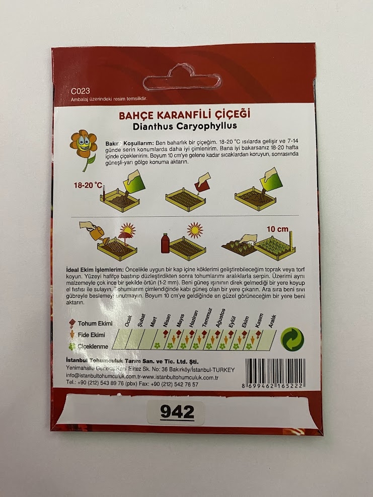 BAHÇE KARANFİLİ ( ÇOKLU TOHUM ) - 50 Tohum - KARIŞIK Renk