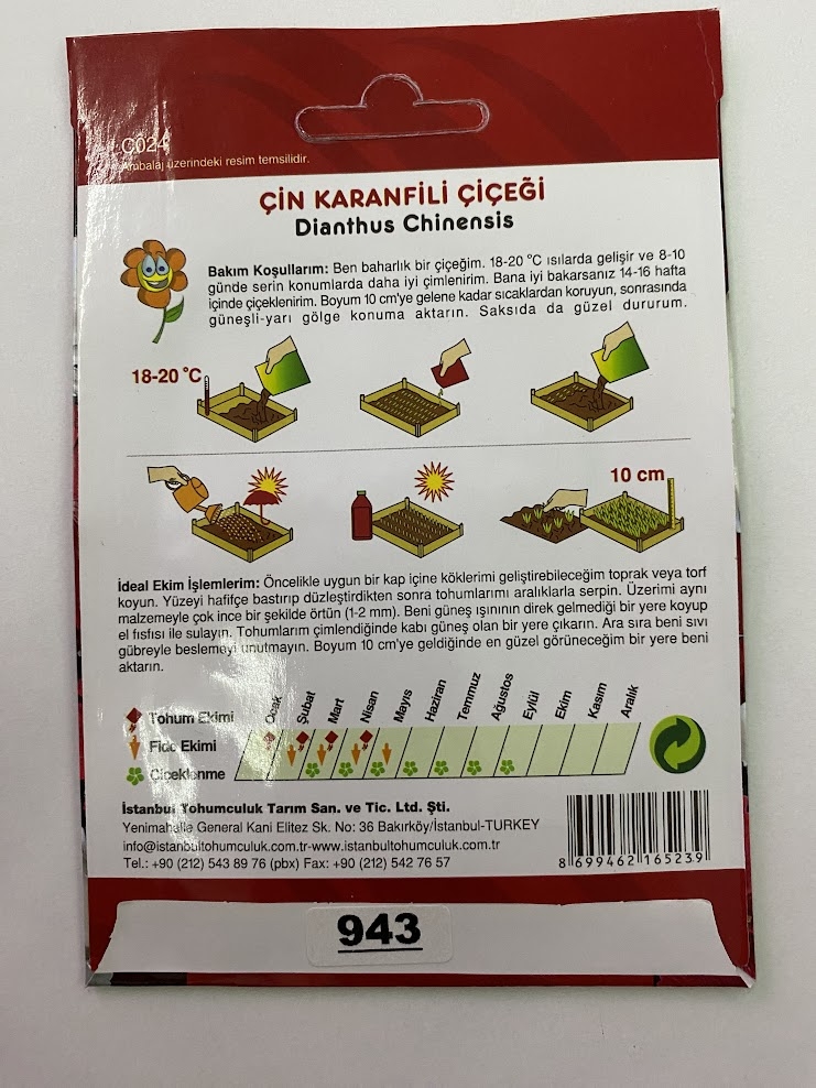 ÇİN KARANFİLİ ( ÇOKLU TOHUM ) - 100 Tohum - KARIŞIK Renk